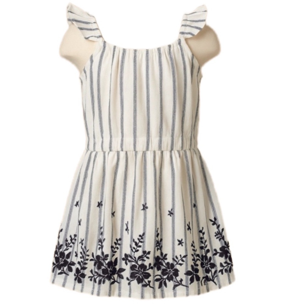 GAP Sleeveless Dress 6/7 NWT Striped and Embroidery Youth Small